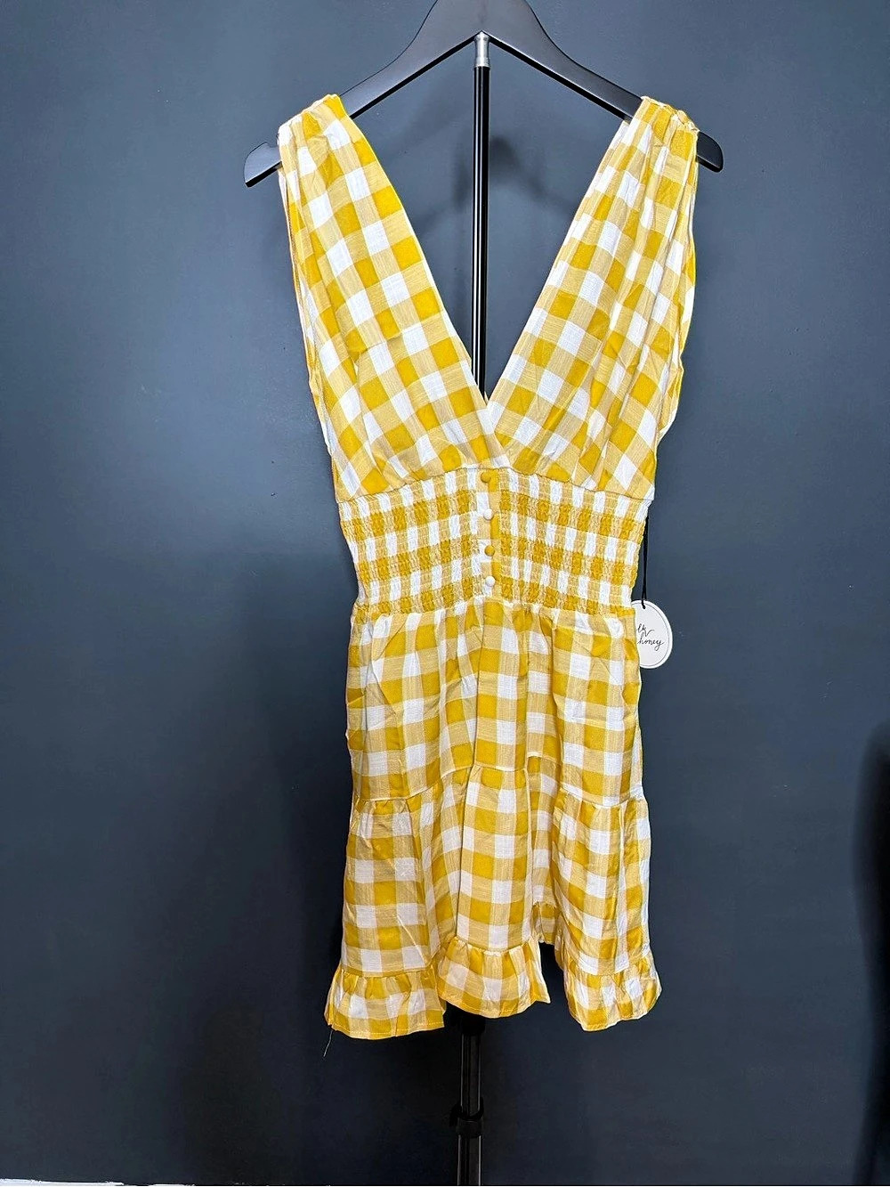 Milk & Honey Gingham dress in Yellow & White NWT